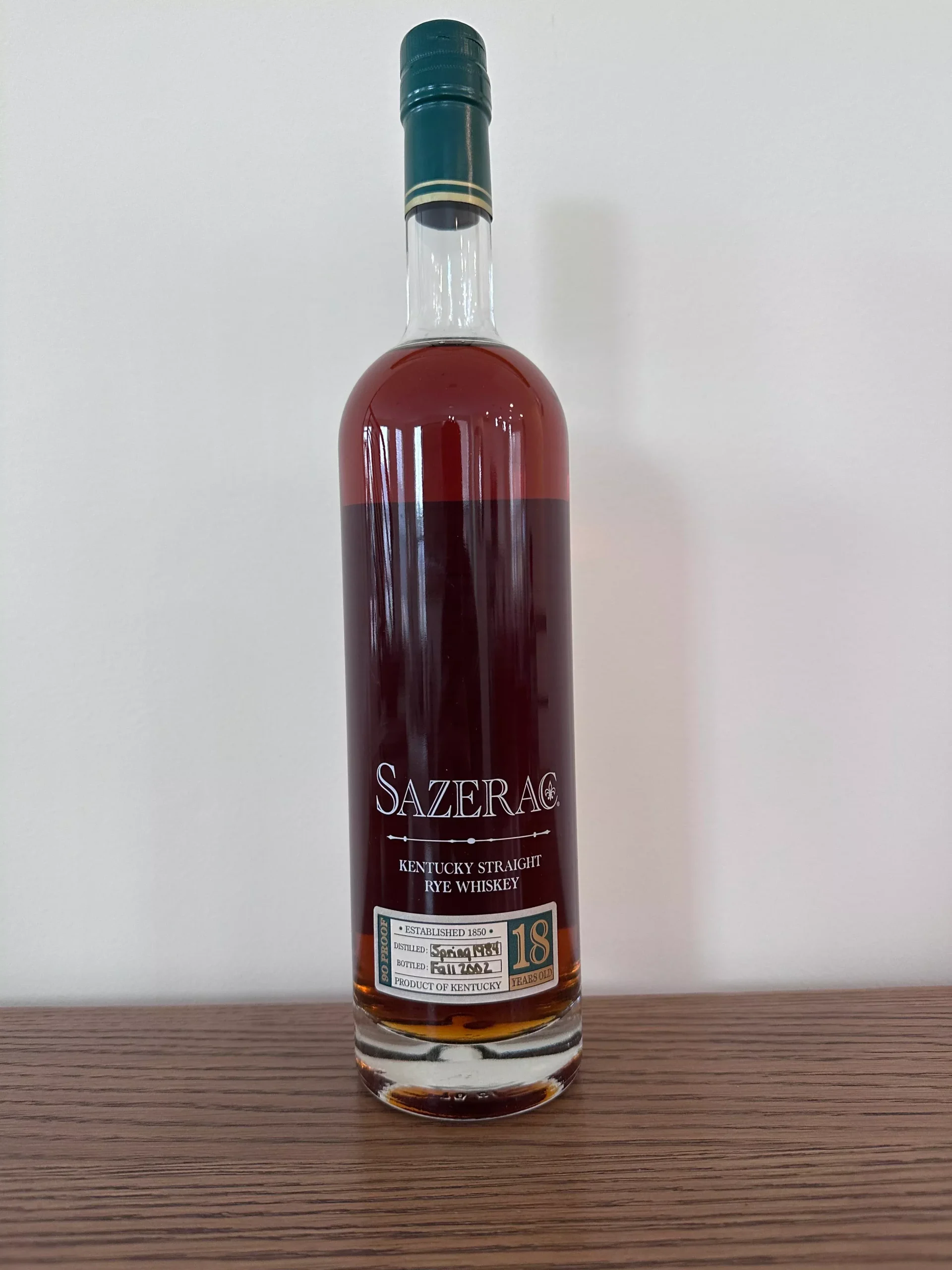 2002 Sazerac 18 Year Old Straight Rye Whiskey 750ml
