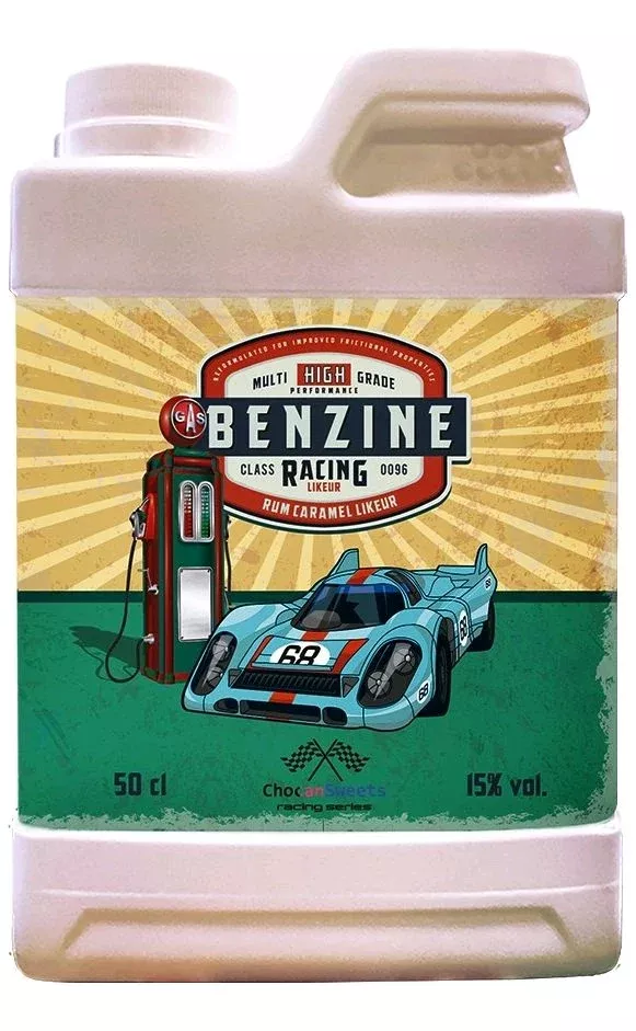 Blik Benzine Porsche Raceauto Caramel Liqueur | 500ML